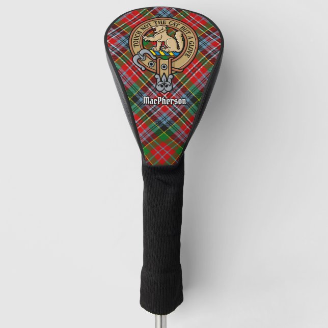 Clan MacPherson Crest over Tartan Golf Head Cover (Front)