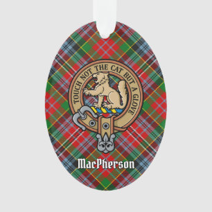 Clan MacPherson Crest over Tartan Ornament