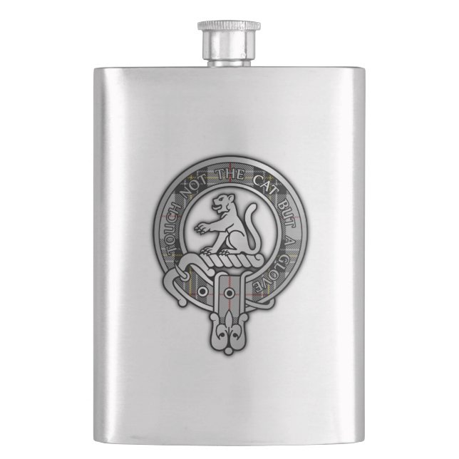 Clan MacPherson Crest & Tartan Flask (Front)