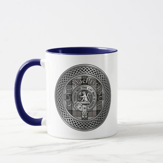 Clan MacPherson Crest & Tartan Knot Mug (Left)