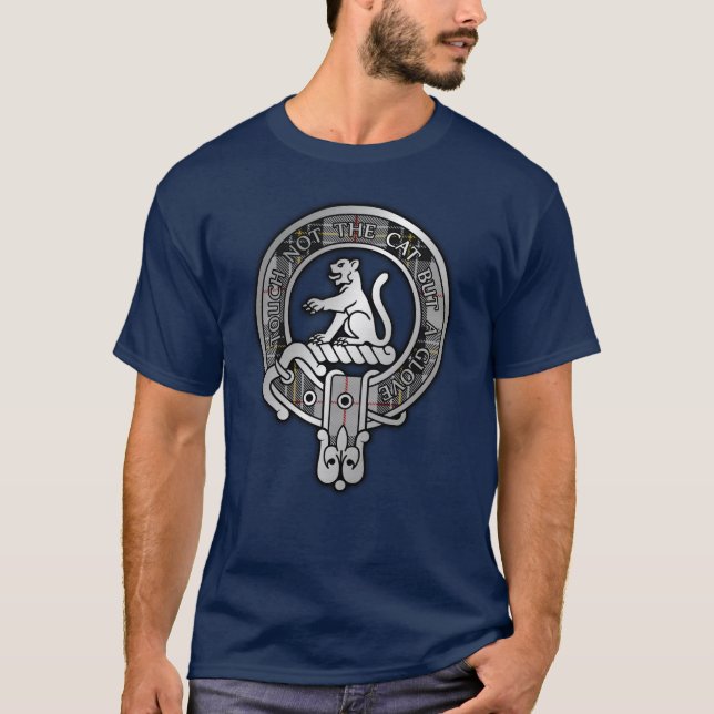 Clan MacPherson Crest & Tartan T-Shirt (Front)