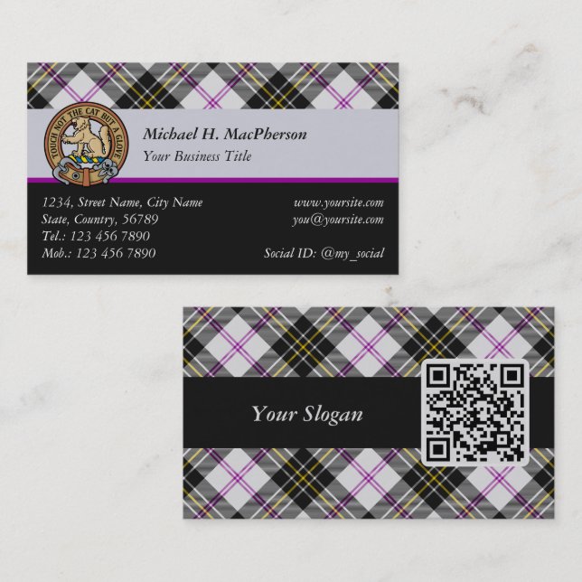 Clan MacPherson Dress Tartan Business Card (Front/Back)