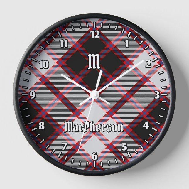 Clan MacPherson Hunting Tartan Large Clock (Front)