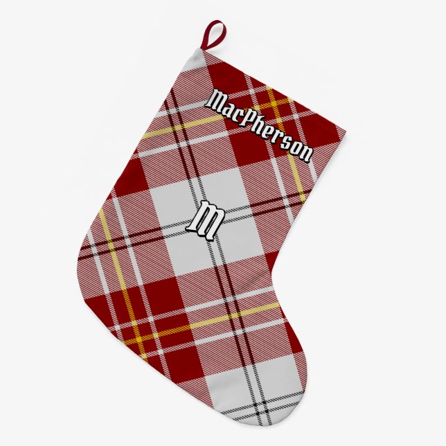 Clan MacPherson Red Dress Tartan Large Christmas Stocking (Front (Hanging))