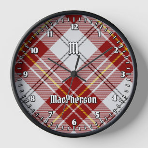 Clan MacPherson Red Dress Tartan Large Clock