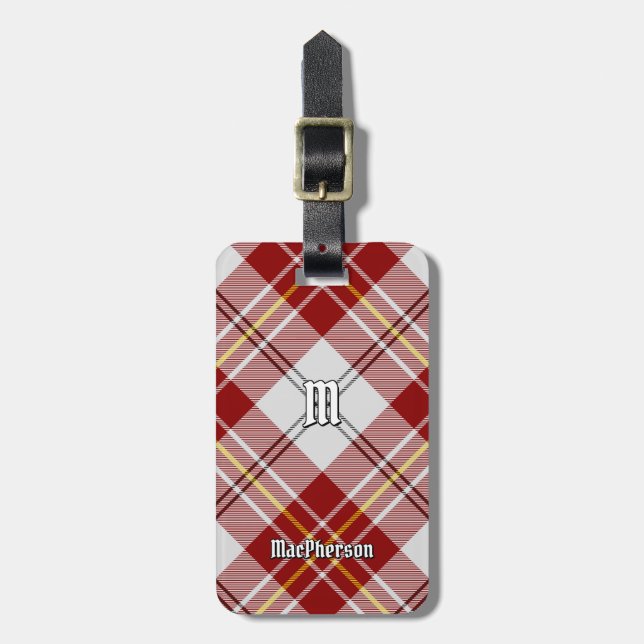 Clan MacPherson Red Dress Tartan Luggage Tag (Front Vertical)