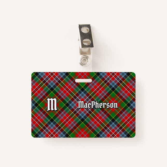 Clan MacPherson Tartan Badge ID Badge (Front with Clip)