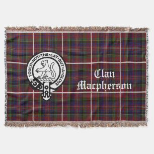 Clan Macpherson Tartan & Crest Throw Blanket