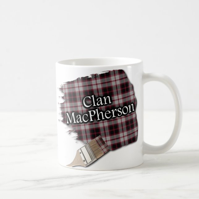 Clan MacPherson Tartan Paint Brush Cup Mug (Right)