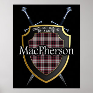 Clan MacPherson Tartan Scottish Shield & Swords Poster