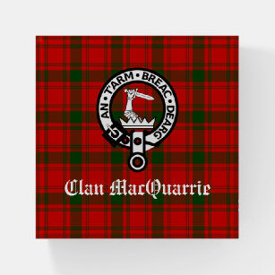 Clan MacQuarrie Tartan and Crest Paperweight