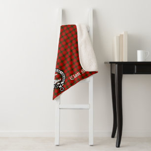 Clan MacQuarrie Tartan and Crest Sherpa Blanket