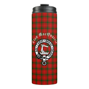 Clan MacQuarrie Tartan and Crest Thermal Tumbler