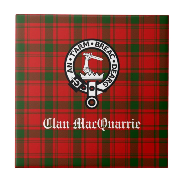 Clan MacQuarrie Tartan and Crest Tile (Front)
