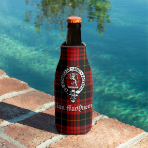 Clan MacQueen Crest Badge & Tartan Bottle Cooler