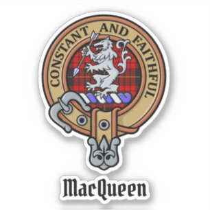 Clan MacQueen Crest over Tartan