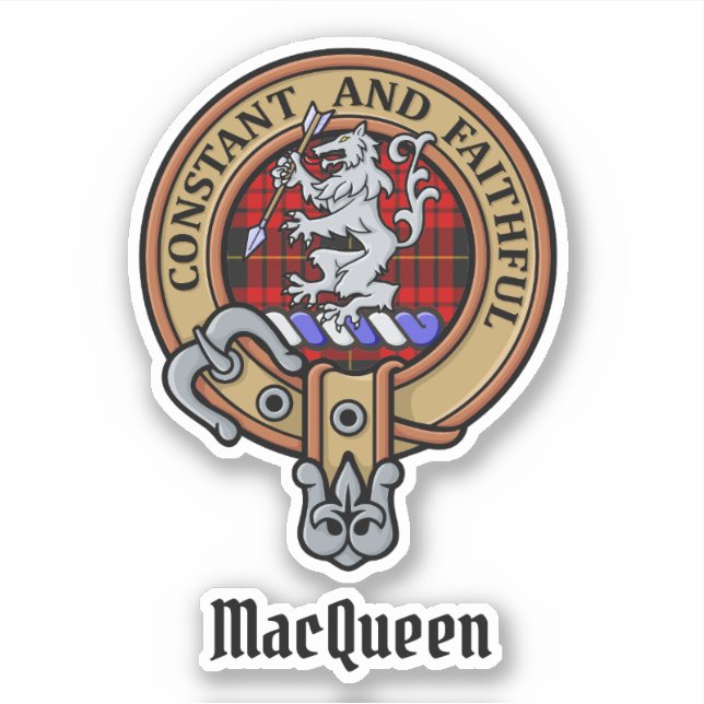 Clan MacQueen Crest over Tartan (Front)