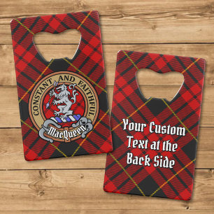 Clan MacQueen Crest over Tartan