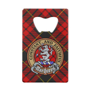 Clan MacQueen Crest over Tartan