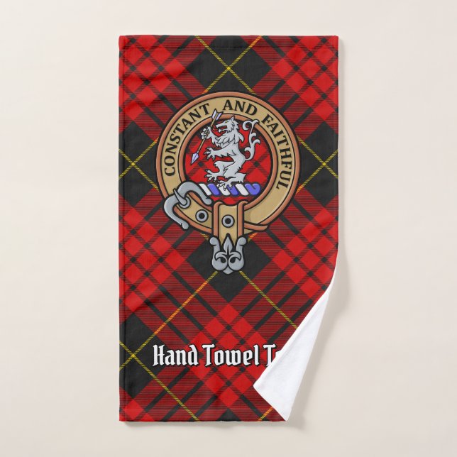 Clan MacQueen Crest over Tartan Bath Towel Set (Hand Towel)