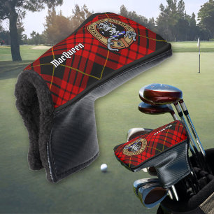 Clan MacQueen Crest over Tartan Golf Head Cover