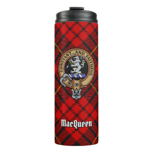 Clan MacQueen Crest over Tartan Thermal Tumbler
