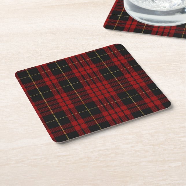 Clan MacQueen Plaid Paper Coasters (Angled)