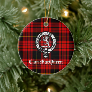 Clan MacQueen Tartan Ceramic Tree Decoration