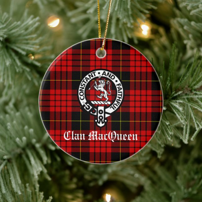 Clan MacQueen Tartan Ceramic Tree Decoration (Tree)