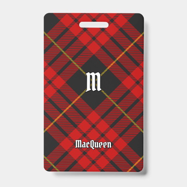 Clan MacQueen Tartan ID Badge (Front)