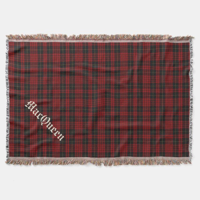 Clan MacQueen Tartan Plaid Custom Throw Blanket (Front)