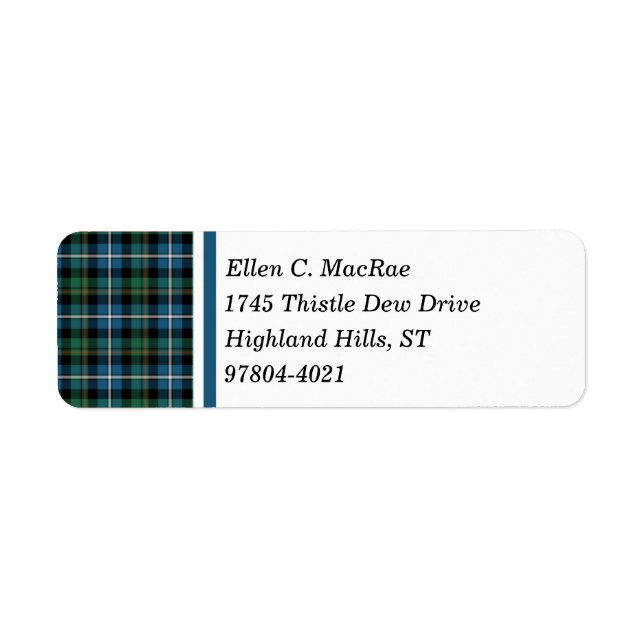 Clan MacRae Bright Blue and Green Hunting Tartan (Front)
