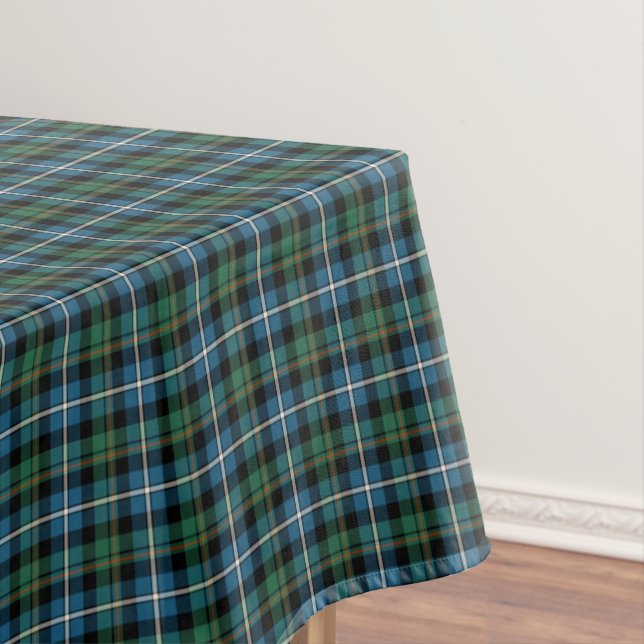 Clan MacRae Green and Blue Scottish Hunting Tartan Tablecloth (In Situ)