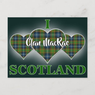 Clan MacRae I Love Scotland Hunting Tartan Heart Postcard