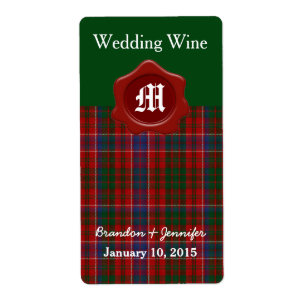 Clan MacRae Plaid Wedding Mini Wine Labels