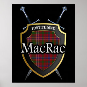 Clan MacRae Tartan Scottish Shield & Swords Poster