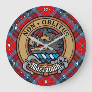 Clan MacTavish Crest over Tartan Large Clock