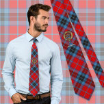 Clan MacTavish Crest over Tartan Tie<br><div class="desc">Clan MacTavish or Thompson crest badge surrounded by a strap and buckle over tartan background. Custom text.</div>