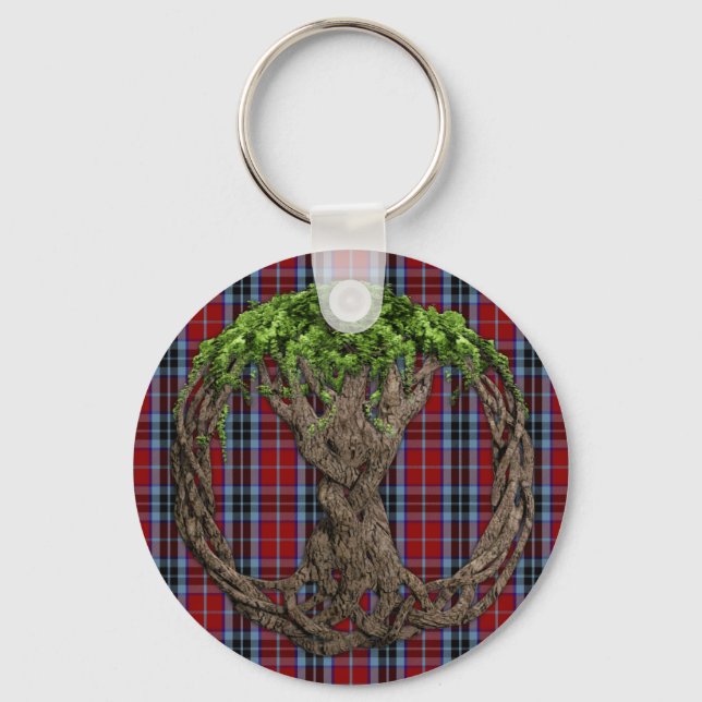 Clan MacTavish Tartan And Celtic Tree Of Life Key Ring (Front)