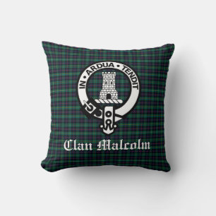 Clan Malcolm Crest Badge and Tartan Cushion