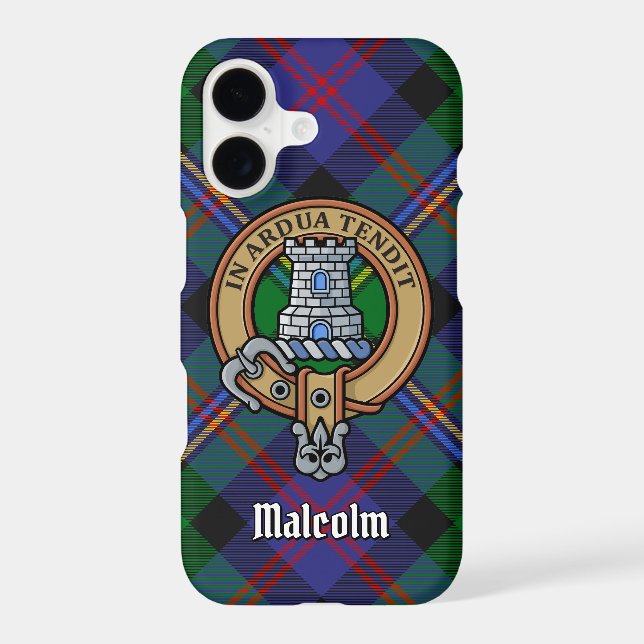 Clan Malcolm Crest over Tartan (Back)