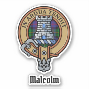 Clan Malcolm Crest over Tartan