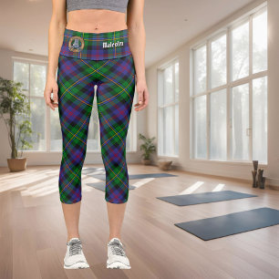 Clan Malcolm Crest over Tartan Capri Leggings