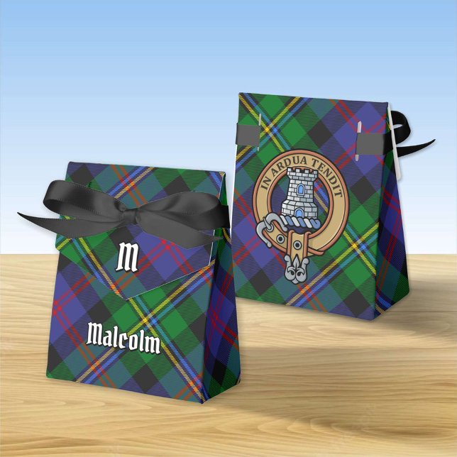 Clan Malcolm Crest over Tartan Favour Box (Creator Uploaded)