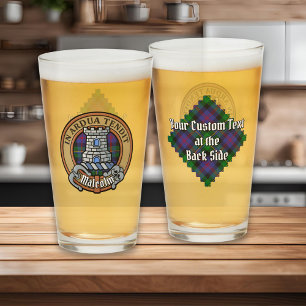 Clan Malcolm Crest over Tartan Glass