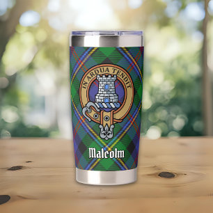 Clan Malcolm Crest over Tartan Insulated Tumbler