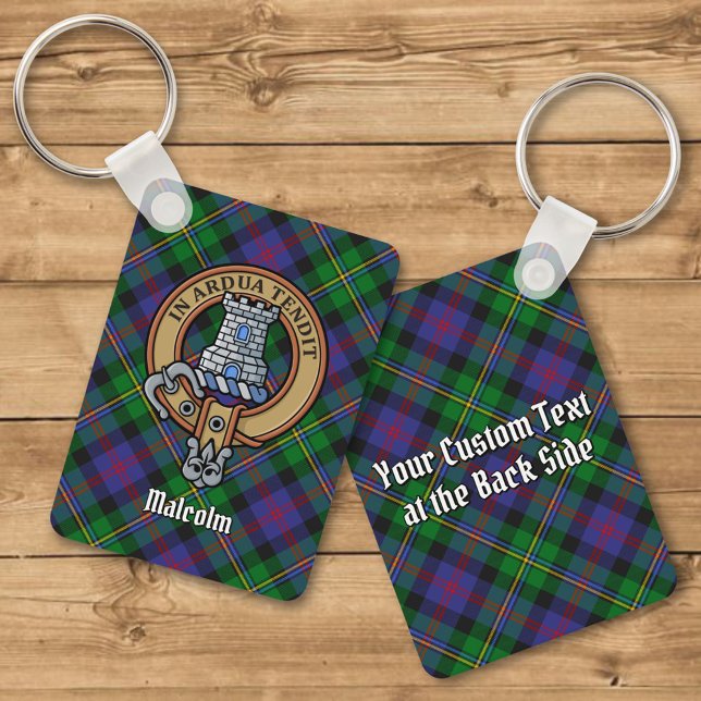 Clan Malcolm Crest over Tartan Key Ring (Creator Uploaded)