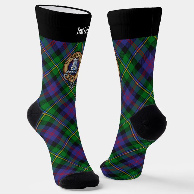 Clan Malcolm Crest over Tartan Socks (Angled)