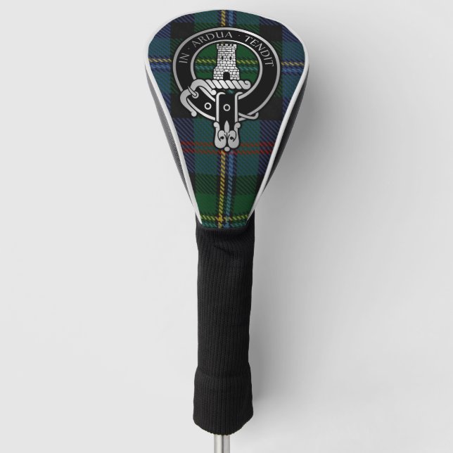 Clan Malcolm Crest & Tartan Golf Head Cover (Front)