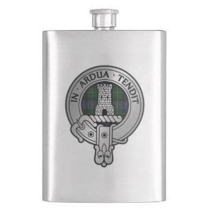 Clan Malcolm Crest & Tartan Hip Flask